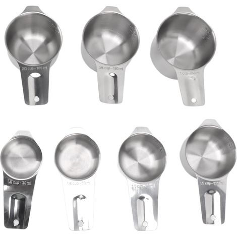 Ensemble De 7 Tasses à Mesurer, en Acier Inoxydable, Empilables, Multifonctions, Emboîtables en Métal, pour Ingrédients Secs Et Liquides De Cuisine (1/5)