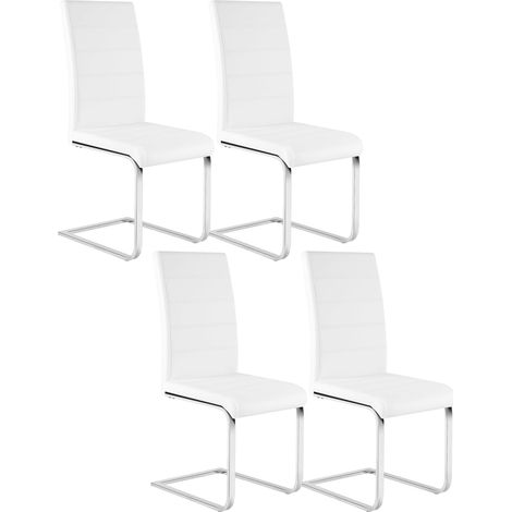 WOLTU Dining Chairs Set of 4 in Faux Leather Kitchen Cantilever Chairs with High Back for Dining Living Room Restaurant, White (1/5)