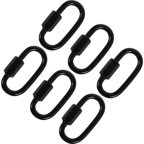 Mousqueton ovale à verrouillage robuste, lot de 6, en acier inoxydable et fer, conception compacte (1/5)