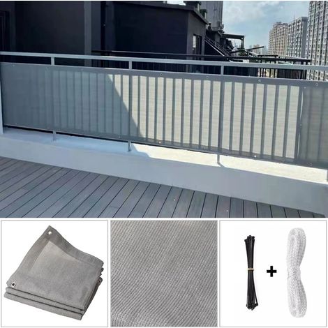 Écran de confidentialité pour balcon de 0,95 m, écran en maille de clôture gris clair en HDPE, filet de couverture végétale, résistant aux déchirures (1/4)