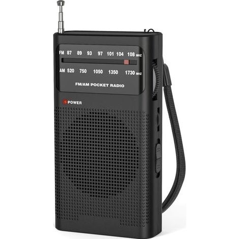 ALLIANDISRadio Portable, AM(MW)/FM Radio a Pile, Transistor Radio de Poche avec Excellente Réception, Excellente Qualité Sonore, Mini Radio Portable(AA) - Noir (1/4)