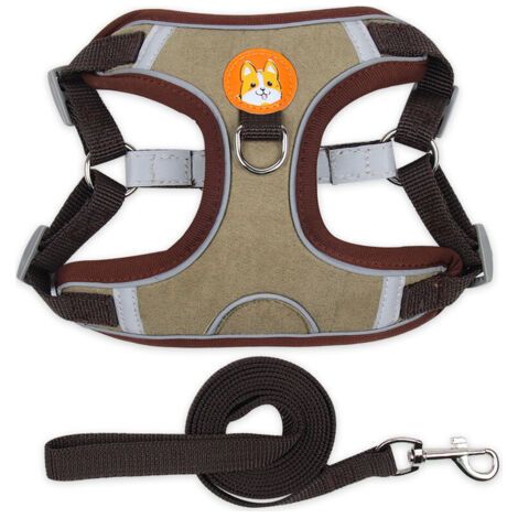 Marron, Xl Harnais De Poitrine Pour Animaux De Compagnie Harnais Pour Chat Et Chien En Daim Laisse Pour Chien En Corde Pour Chien Réfléchissante Et Respirante (1/5)