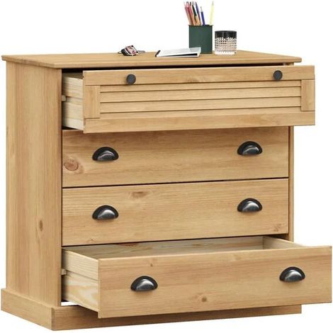 Meuble WC en Bois de Pin Massif, 80x40x76 cm, Armoire de Rangement pour Salle de Bain avec Étagères, Style Rustique Naturel (1/5)
