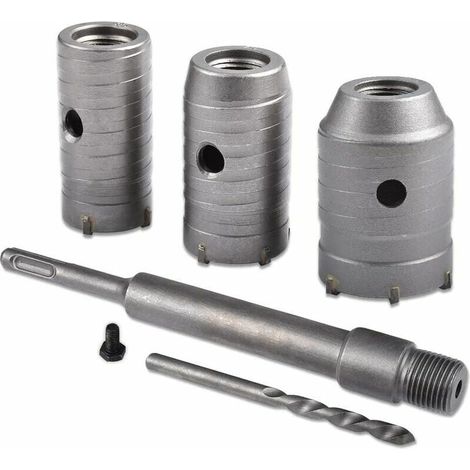 Lochsäge, Lochsäge Ø 30 mm, 40 mm, 50 mm, Lochsägen-Set, Beton-Lochsäge, 350 mm SDS Plus-Verlängerungsstange, Wolframkarbid-Lochsäge für Ziegel, Stein, Beton, Zement (runder Griff) (1/5)