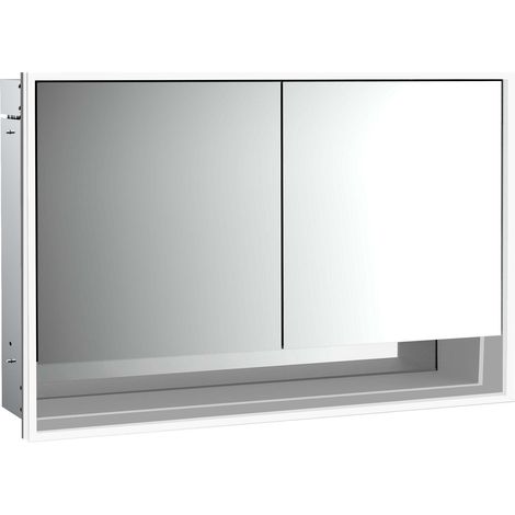 loft Armario con espejo iluminado y estante inferior, 1200mm, 2