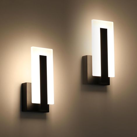 2 moderne LED-Wandleuchten – nach oben und unten gerichtet – Schwarz – 3000 K Warmweiß – Wandmontage – Innenbeleuchtung – Flur – Schlafzimmer – 2 m (1/5)
