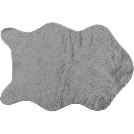 Tapis Imitation Fourrure "Réglisse" 60x90cm Gris (1/3)