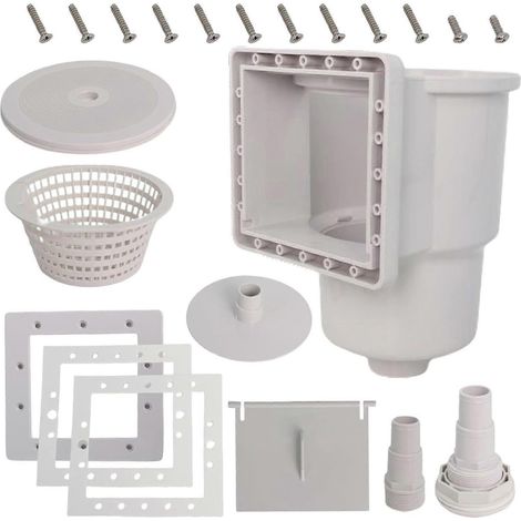 Ce kit d'écumoire de piscine au niveau du sol convient aux ouvertures murales et comprend des composants faciles à installer qui améliorent les performances de nettoyage. (1/5)