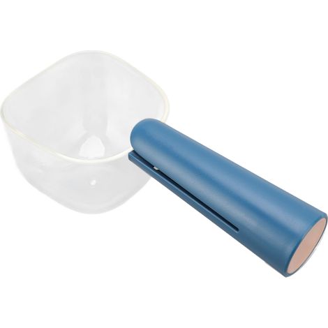 Pelle à croquettes transparente graduée, de qualité alimentaire, avec poignée clip, pour chiots et chats (bleue). (1/5)