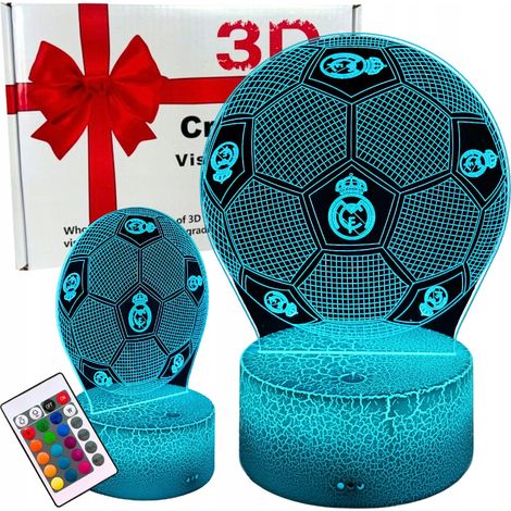 Real Madrid Fußball-Nachtlicht für Kinder, 16 LEDs, 3D-Effekt, Fernbedienung