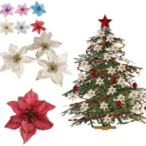 Décoration de fête - Non spécifié - 5pcs - Fleurs artificielles à paillettes - 10-13cm - Intérieur (1/4)