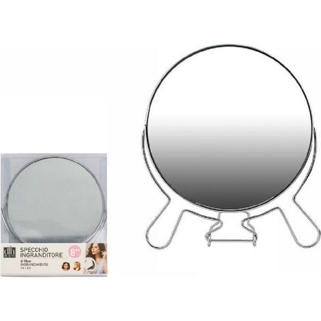 TrAdE Shop Traesio - Specchio Per Cosmetici Rasoio Barba Trucco Make Up Ingrandimento 8″ Pvc 07095 -