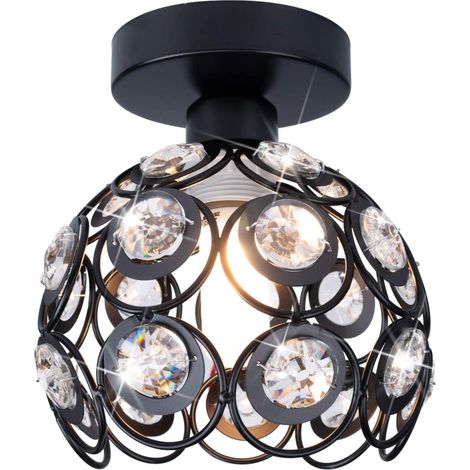 Mini suspension noire, plafonnier en cristal, semi-encastrée, pour une utilisation dans les couloirs, les entrées de hall, etc., 1 unité.