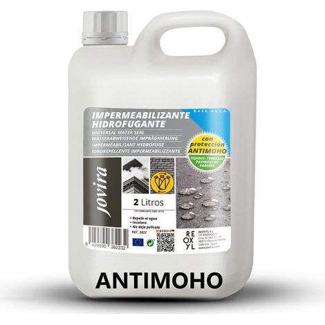 JOVIRA PINTURAS Impermeabilizzante Trasparente 2 L Impermeabilizzazione Invisibile, Nessuna Generazione di Film, Protezione Totale su Facciate, Cemento, Terrazze, Tetti (2 Litres, Anti-muffa) (1/3)