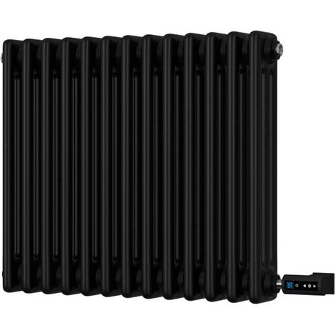 Alpha - Black Column Electric Radiator H500mm x W599mm 3 Column 600w Thermostatic WIFI
