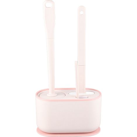 Langstielige Toilettenbürste mit Aufhängevorrichtung, multifunktionale Tiefenreinigung für das Badezimmer – Sakura Pink (1/5)