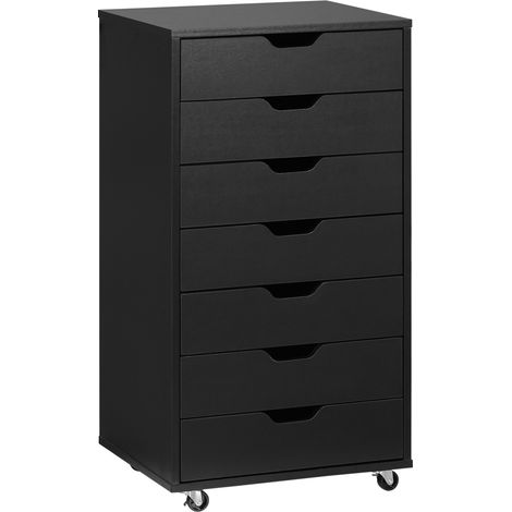 Caisson de bureau à roulettes avec 7 tiroirs, meuble de rangement pour documents format A4 et lettres