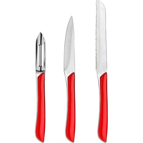 Eclat Rouge - Set 3 couteaux : office, éplucheur, petits-légumes (1/5)