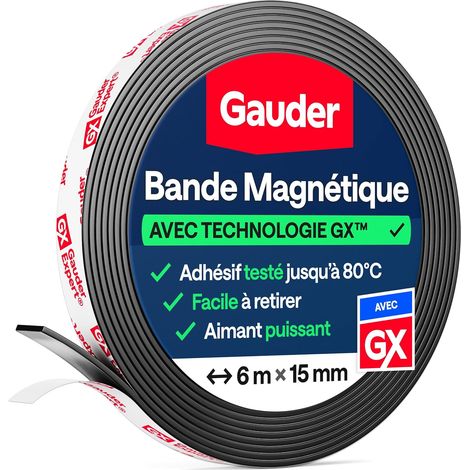 Bande magnétique adhésive, aimant autocollant puissant (6 m x 15 mm) (1/5)
