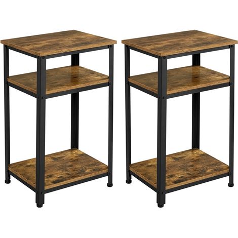 Yaheetech 2 x Mesas Auxiliares Rústica 45 x 35 x 75 cm Estilo Vintaje para Salón de Café Mesitas de Noche para Sala de Estar Dormitorio Recepción