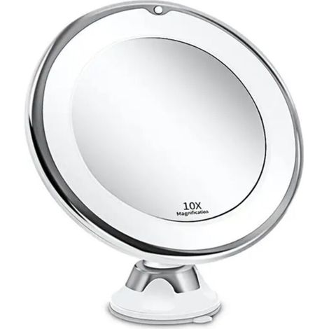 Miroir de maquillage avec grossissement 10X, lumières LED, commande tactile et bras rotatif (1/4)