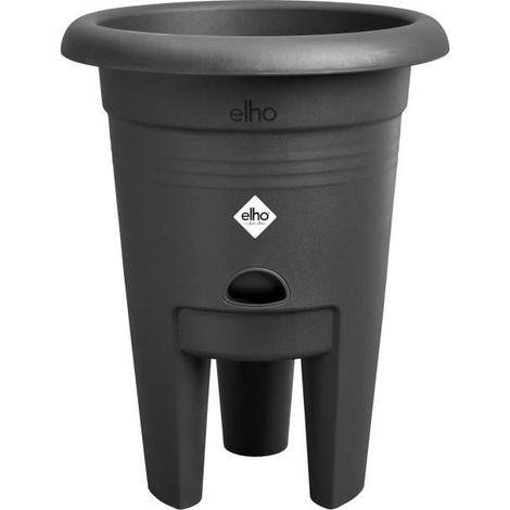 ELHO Pot de culture a fraises Green Basics - Ø 33 x H 42 cm - Culture et récolte,extérieur - 100% recyclé - Noir (1/5)