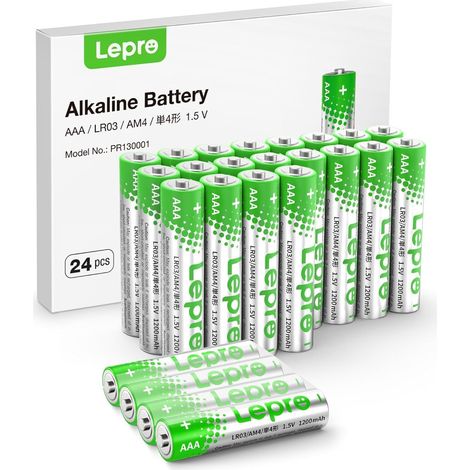 Piles Alcalines AAA - Lot de 24-1,5V LR03 - Haute Capacité 1200 mAh (1/5)