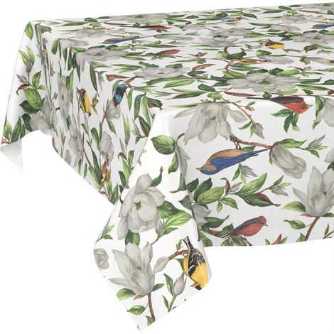 Nappe en Toile cirée - Lavable, Facile d'entretien - Imperméable - Effet Lotus - pour Table de Jardin - 220 x 140 cm - Bord coupé (1/5)