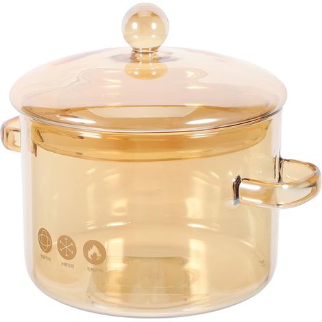 Clear Glass Boiling Pot with Double Handle Lid Included 2