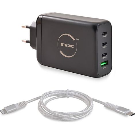 NX - Adaptateur secteur EU 130W + Câble USB C vers Lightning