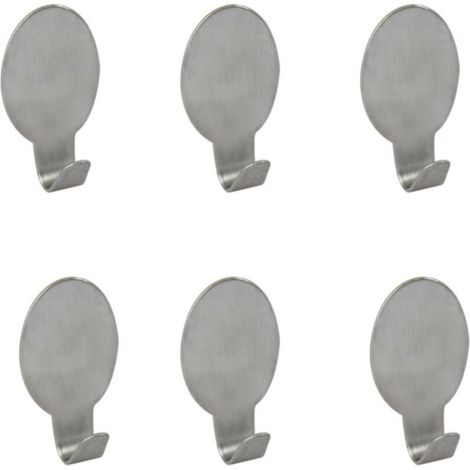 Lot de 6 Crochets adhésifs mural Inox MSV