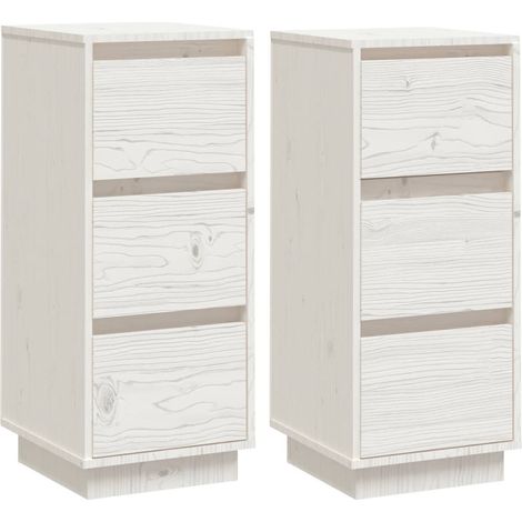 Buffet credenza cassettiera armadio contenitore organizer cucina soggiorno soggiorno set da 2 32 x 34 x 75 cm legno massello di pino bianco 020036655
