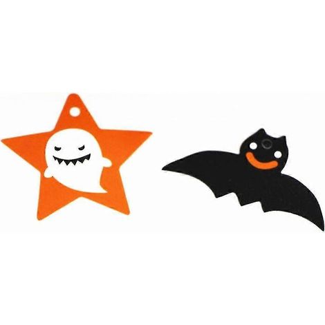 100 Stück Halloween-Szenen-Layout Pentagramm Geist Fledermaus Dekorative Anhänger DIY Hängeschild Hängedekoration Anhänger für Haustür Fenster Wand (1/2)