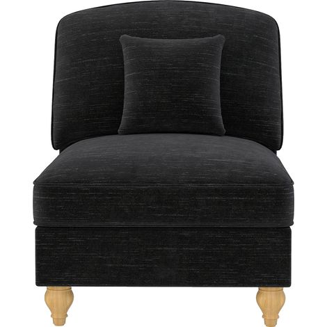 Windsor-Sofa ohne Armlehne Chenille mit 1 Kissen - Schwarz