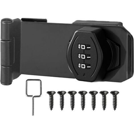 4 inch Door Latch with Code Lock, Door Latch Cupboard Lock Cabinet Lock Combination Lock Password Lock for Doors, Windows, Garages, Gardens, Bathrooms Black (1/5)