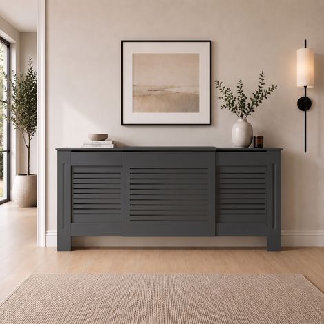 Radiator Cover Adjustable - Anthracite Horizontal Style 1390 - 2120mm (1/5)