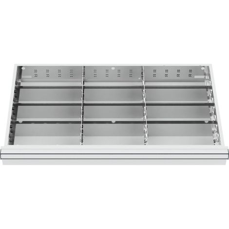 Compartimentage de tiroir STIER, séparations en métal, BLH 75 mm, dimensions intérieures 800x450 mm, 12 casiers, 6 x TW 275 (1/4)