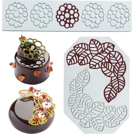 2 Pièces Tapis de Dentelle en Silicone Feuilles,Dentelle Moule,Moule Gateau silicone pour Décoration Gâteaux,Cuisine,Bonbons,Savon,Fête D'anniversaire,Fête   A3 -