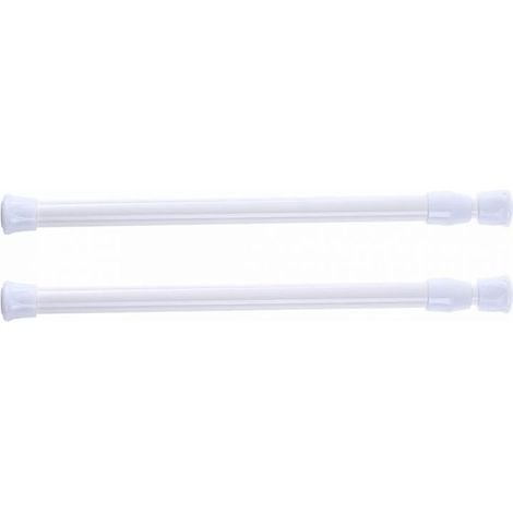 Lot de 2 tringles à rideau de douche télescopiques, sans perçage, pour douche, baignoire, armoire, blanc, largeur 30-50 cm (1/5)