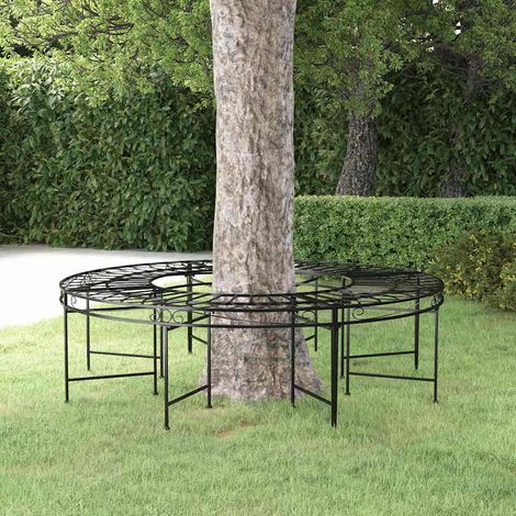 vidaXL Banc circulaire tour d'arbre Ø160 cm Noir Acier (1/5)