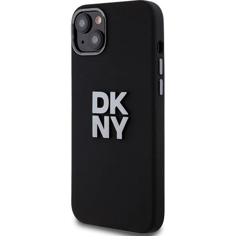 Dkny DKHCP15MSMCBSK iPhone 15 Plus / 14 Plus 6,7 Zoll schwarze Hartschalen-Schutzhülle aus Flüssigsilikon mit Metalllogo (1/5)