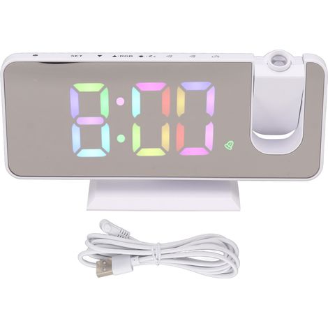 Horloge Murale Numérique avec Projecteur LED Multicolore - Grand Écran LCD pour Chambre Moderne et Bureau (1/5)