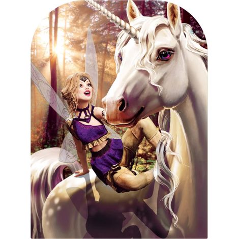 Figurine en carton Passe tête Licorne et fée fantasy 131 cm (1/5)