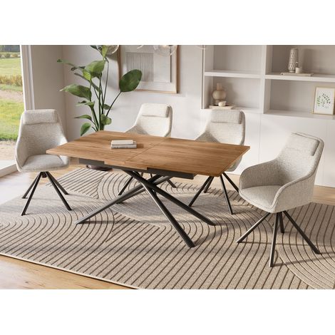 Deco In Paris – Table extensible rectangulaire chêne foncé – Longueur 160/200 cm – Profondeur 90 cm – Hauteur 76 cm – Accueille jusqu'à 8 personnes (1/5)
