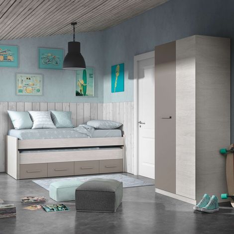 Pack Muebles Dormitorio Juvenil Color Unisex Cama Nido Y Armario Somieres Incluidos