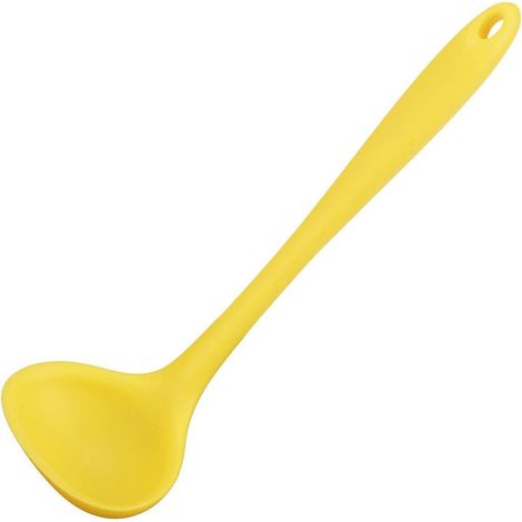 Silicone Soupe Louche Cuillère 8,5 pouces Résistant Chaleur à 450°F Unique Pièce Conception Restaurant Cuisine Cuisson Ustensile pour Service Soupe Jaune (1/5)
