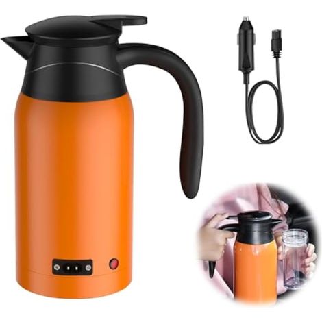 Bouilloire électrique pour voiture, Bouilloire électrique pour Voiture en Acier Inoxydable Portatif, Coupe de Chauffage de Voiture avec réglage de la température, pour Eau Chaude Café 1000ml 12V (1/5)