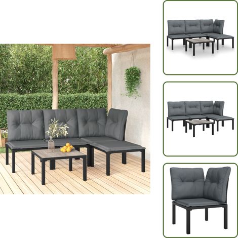 Salon de jardin 5 pcs noir et gris résine tressée - Salon De Jardin - Mobilier De Jardin - Set De Salon - Table Basse - Chaises De Jardin