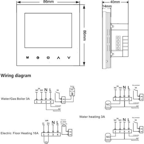 Thermostat intelligent WiFi pour chauffage – Contrôle via appli, écran tactile LCD et fonction dégivrage programmable (1/5)