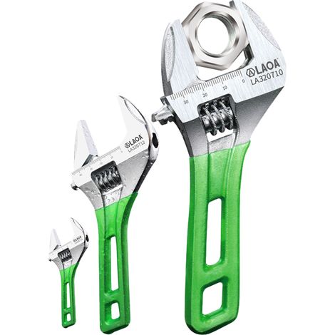 DOLASO – 3-teiliger Schraubenschlüssel mit kurzem Griff, verstellbar, mit Gummi umwickelte Handwerkzeuge, HCS-Material, 8/10/12 Zoll (1/3)